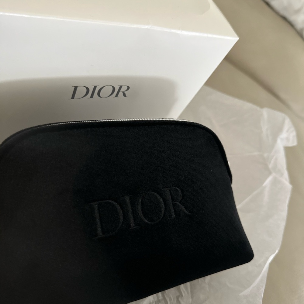 Dior Black Velvet Cosmetic Pouch - NEW-
